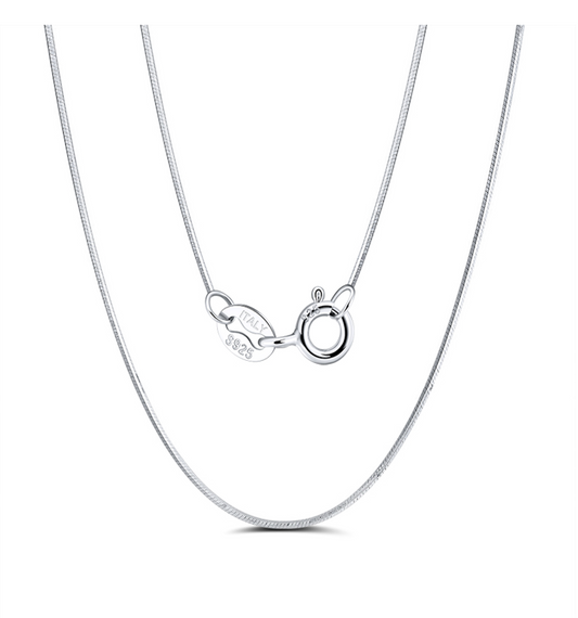 0.8mm Sided Snake Chain - Rhodium Plated