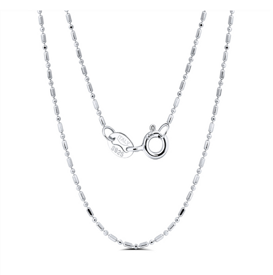 1mm Ball Bead and Bar Chain - Rhodium Plated