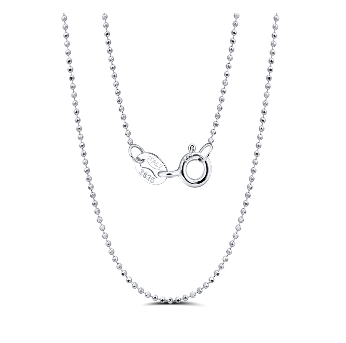 1.2mm Ball Bead Chain - Rhodium Plated