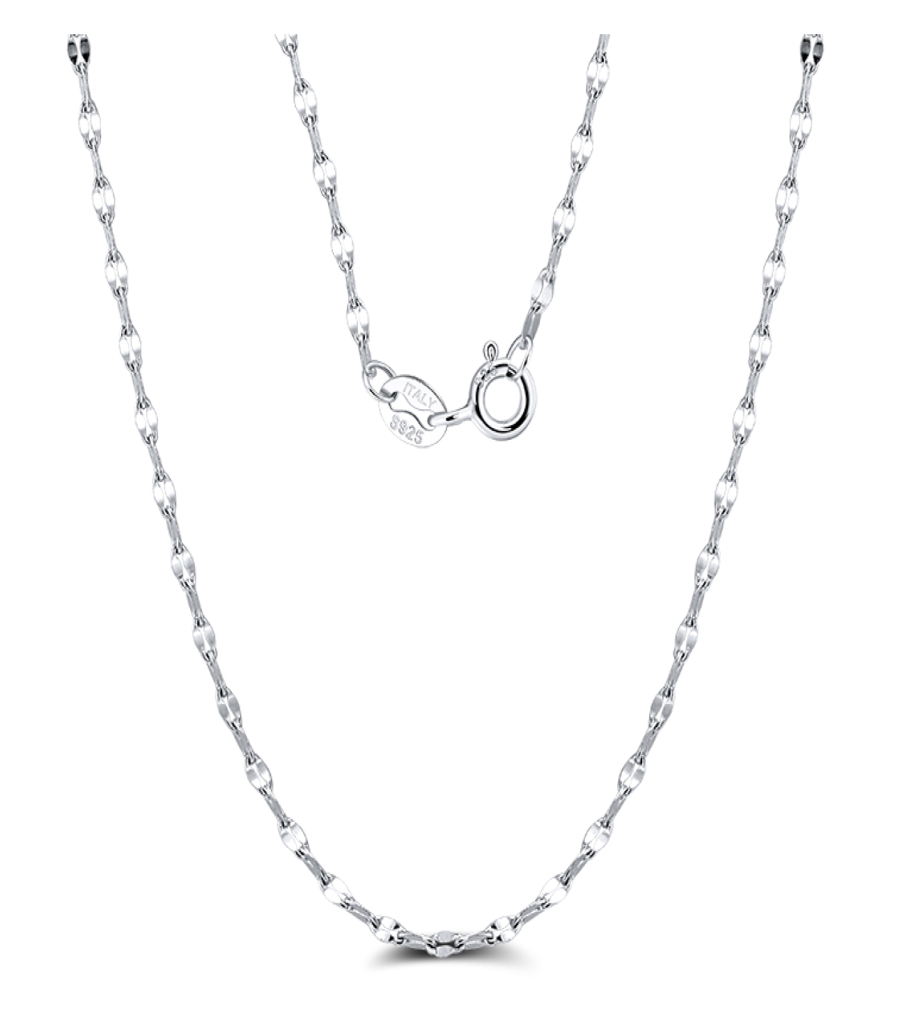 2.3mm Twist Flake Chain - Rhodium Plated