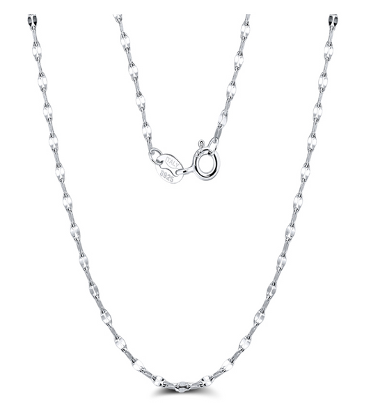 2.3mm Twist Flake Chain - Rhodium Plated