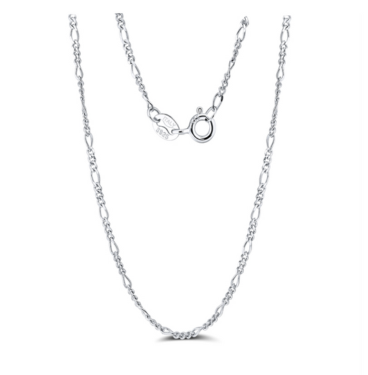 1.68mm Figaro Link Chain - Rhodium Plated