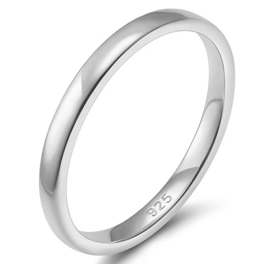 2mm Simple Plain Band Ring - Silver