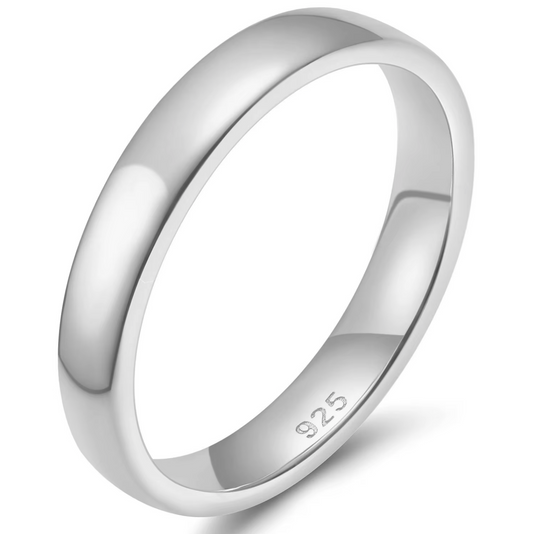 4mm Simple Plain Band Ring - Silver