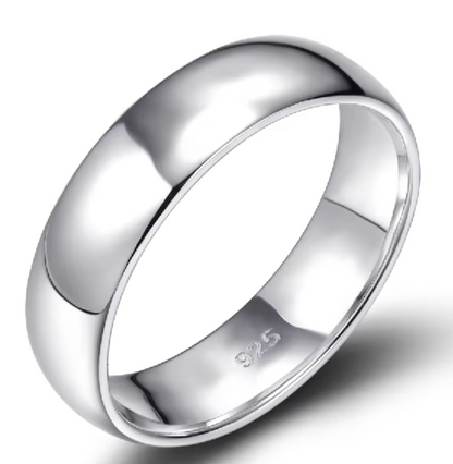 6mm Simple Plain Band Ring - Silver