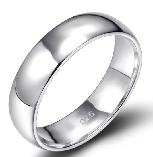6mm Simple Plain Band Ring - Silver