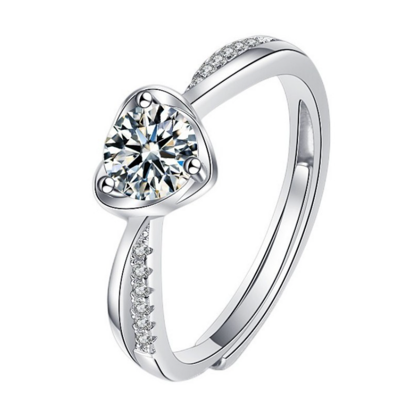 VVS1 Moissanite Heart Shape 0.5 Carat Ring