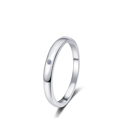 VVS1 Moissanite 2.7mm Round Shape Wedding Band Plain Ring