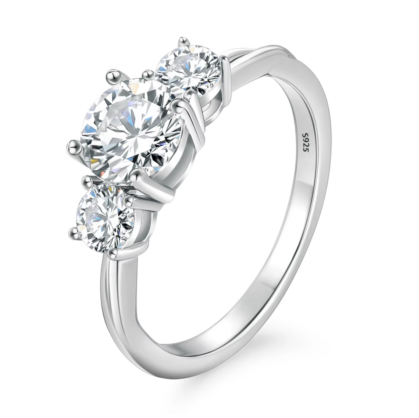 VVS1 Moissanite Three Stone Wedding Ring
