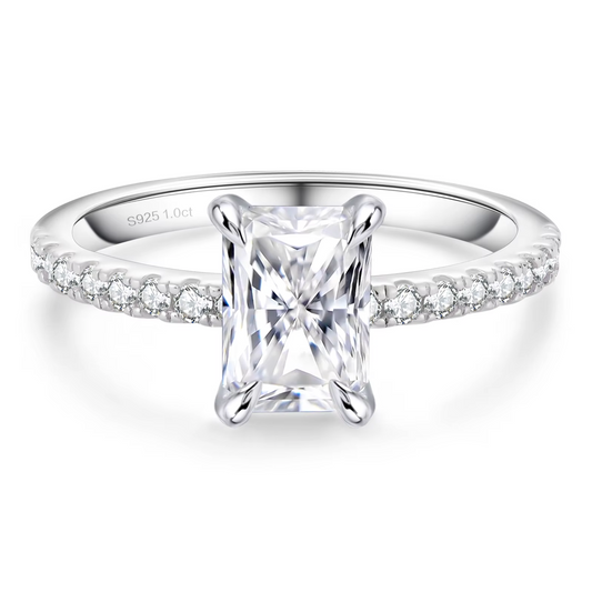 VVS1 Moissanite 1 Ct Radiant Cut Engagement Ring