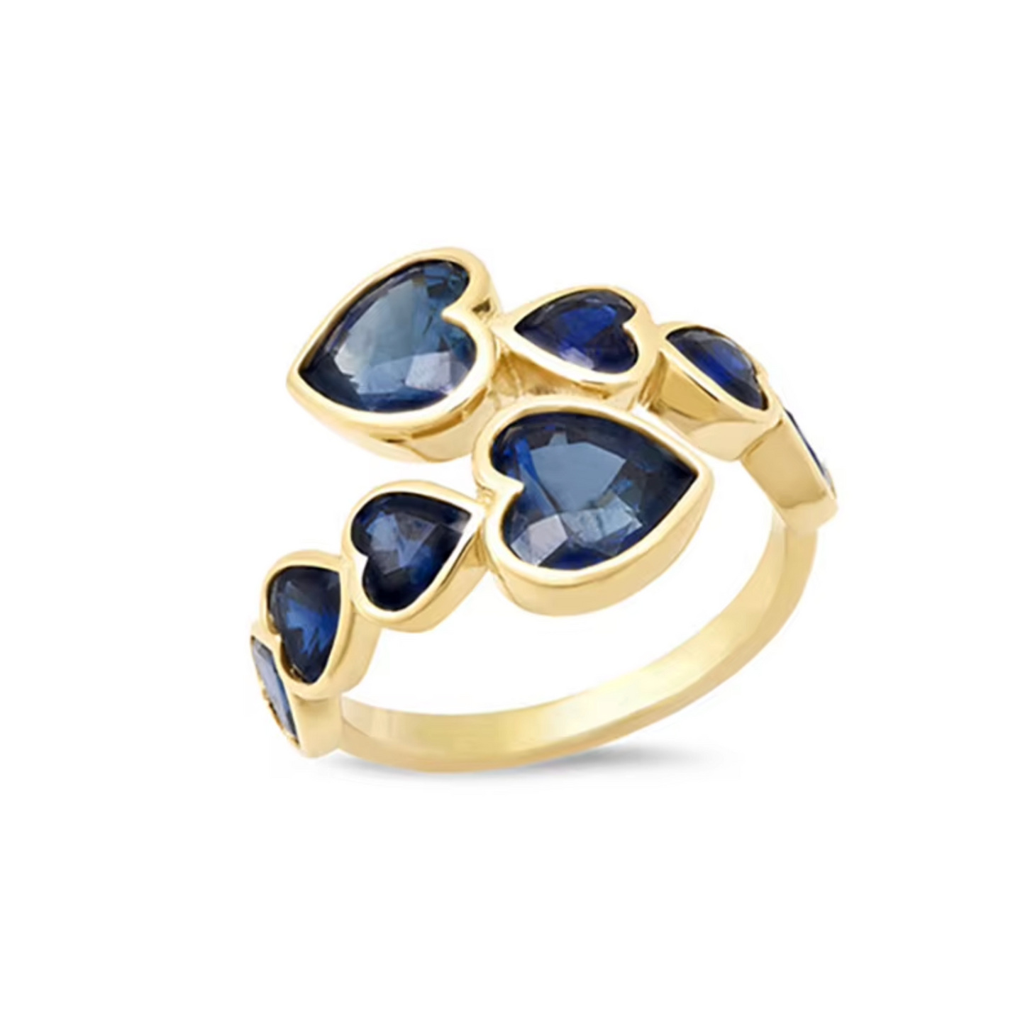 VVS1 Moissanite Heart Cut Eternity Band Open Adjusteble Ring