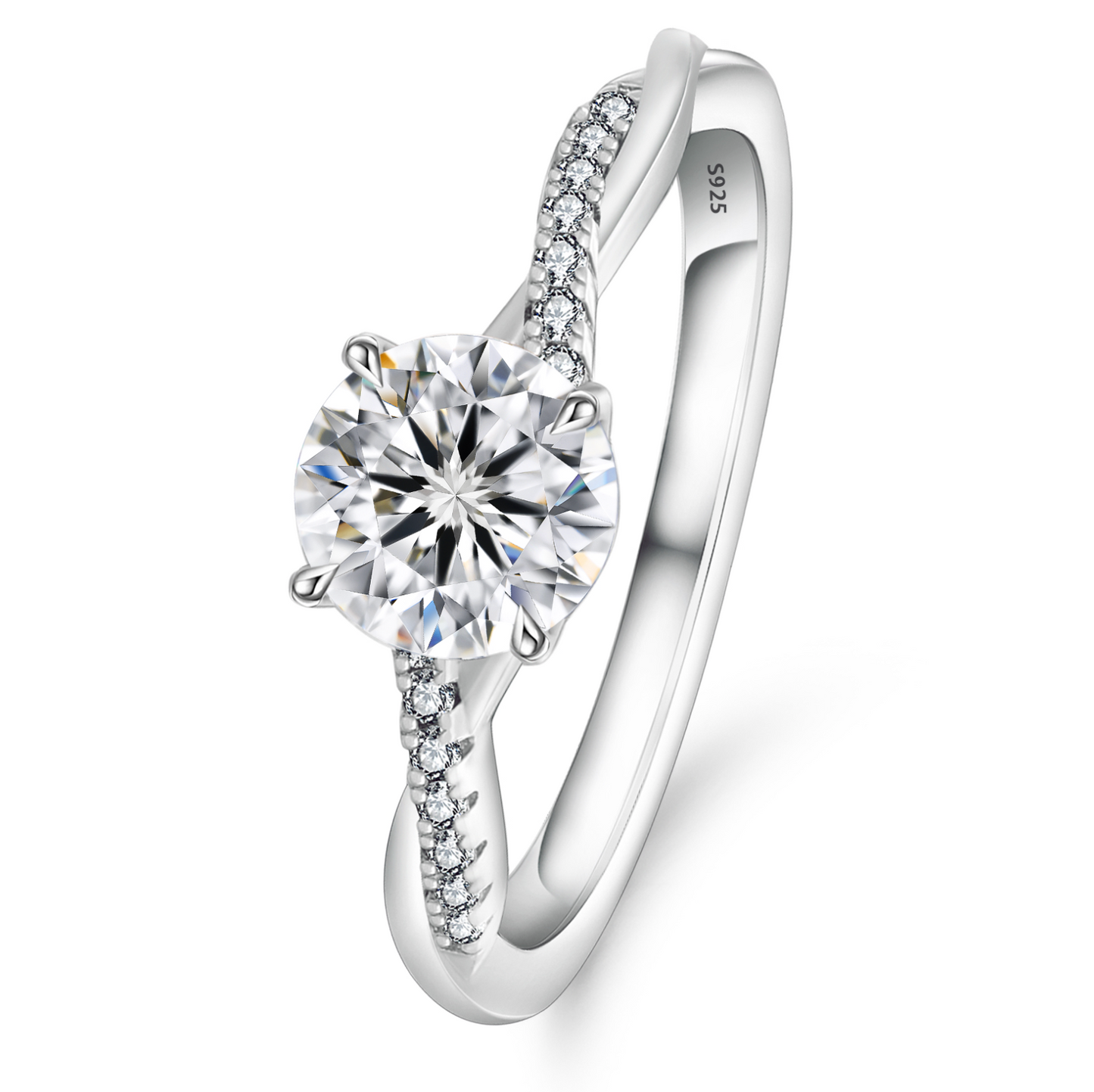 VVS1 Moissanite 1 Ct Twised Wedding Ring