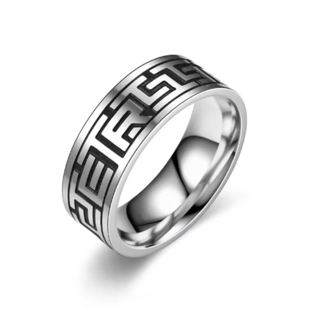Stainless Steel Vintage Great Wall Pattern Ring