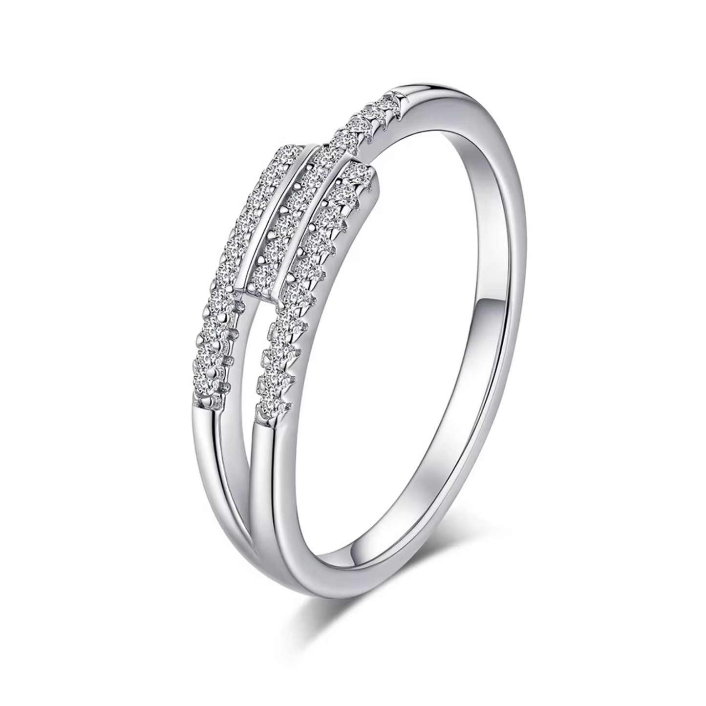 VVS1 Moissanite Asymmetric Cluster Micro Pave Ring
