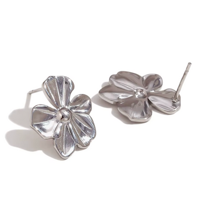 Sculpted Blossom Earrings - Gold Plated