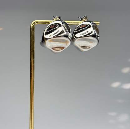 Sculpted Cube Earrings – Gold Plated - DEAL OF THE DAY