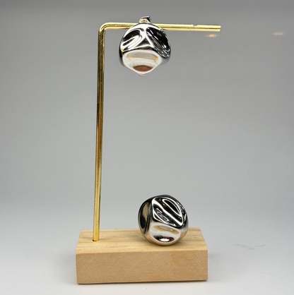 Sculpted Cube Earrings – Gold Plated - DEAL OF THE DAY