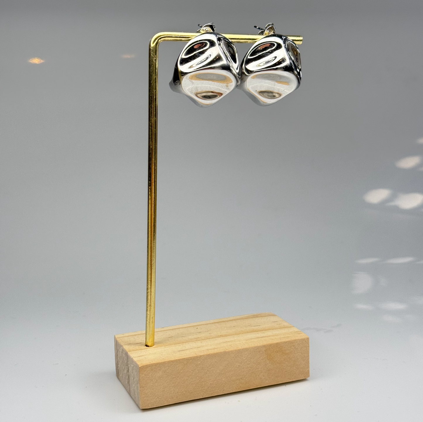 Sculpted Cube Earrings – Gold Plated - DEAL OF THE DAY