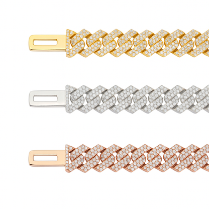 VVS1 Moissanite 10mm Two Rows Cuban Link Chain & Bracelet