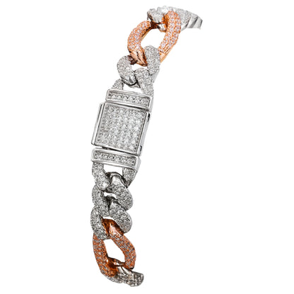 VVS1 Moissanite 10mm Two Tone Cuban Link Bracelet