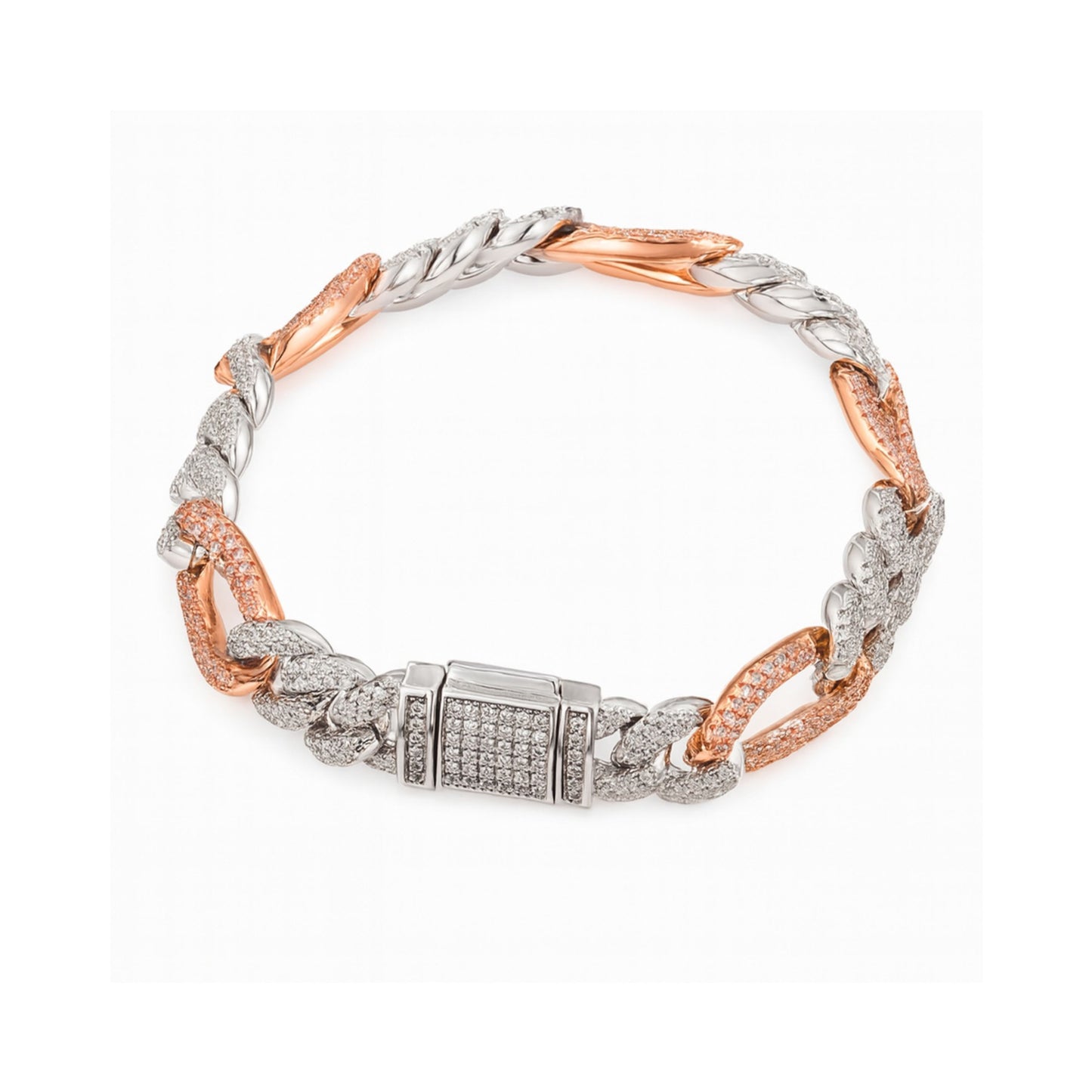 VVS1 Moissanite 10mm Two Tone Cuban Link Bracelet