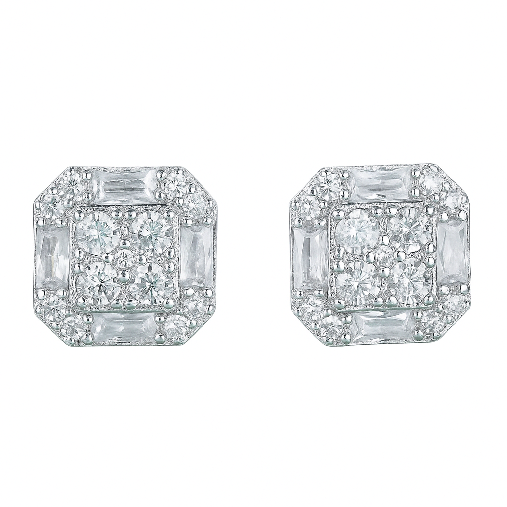 VVS1 Moissanite 13mm Square Emerald Cut Stud Earrings