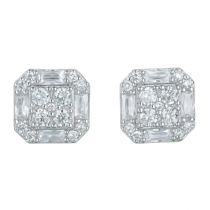 VVS1 Moissanite 13mm Square Emerald Cut Stud Earrings