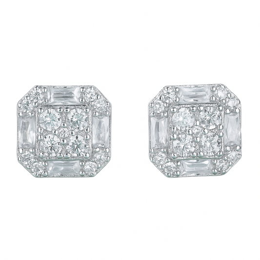 VVS1 Moissanite 13mm Square Emerald Cut Stud Earrings
