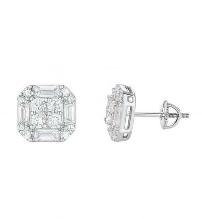 VVS1 Moissanite 13mm Square Emerald Cut Stud Earrings