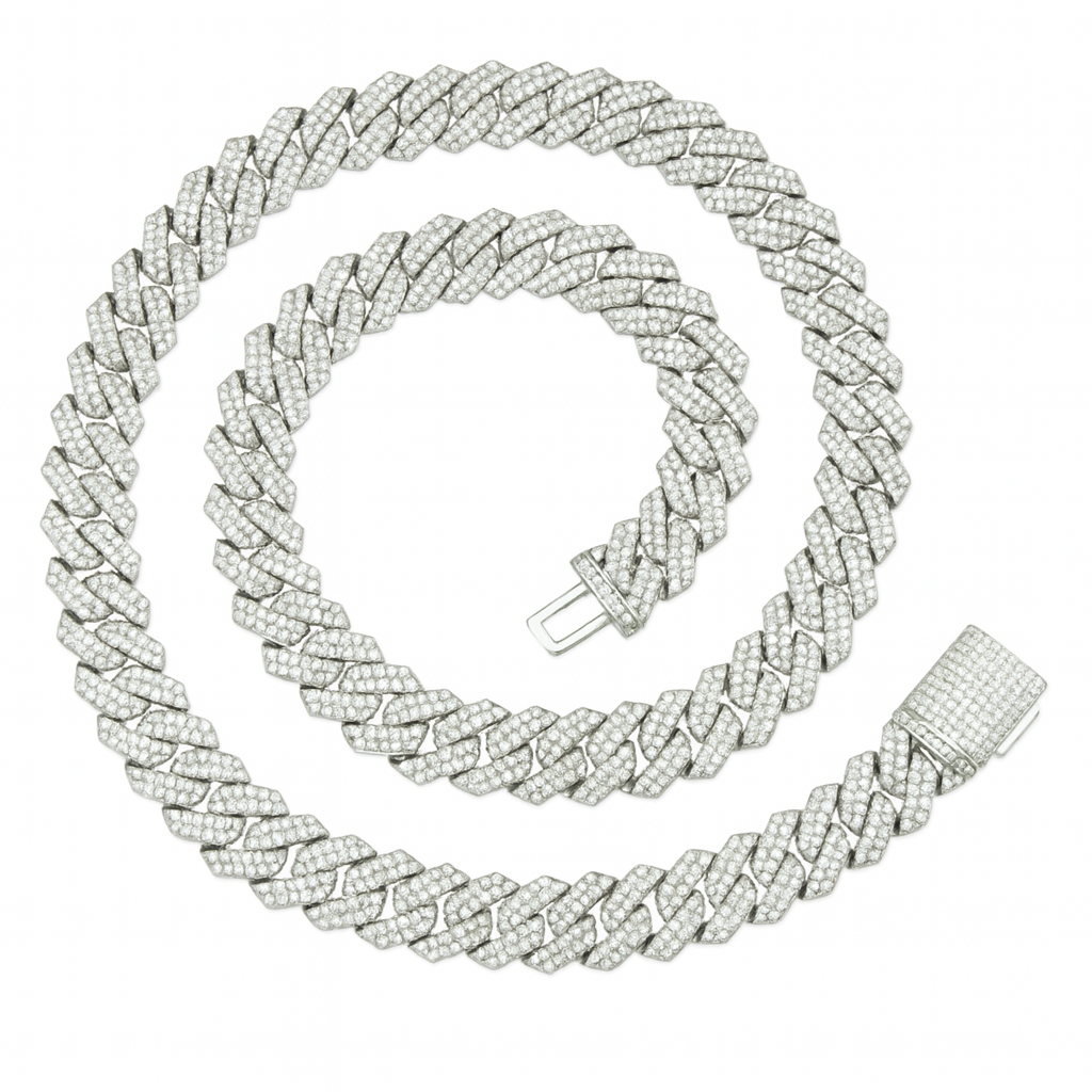 VVS1 Moissanite 14mm Two Rows Cuban Link Chain