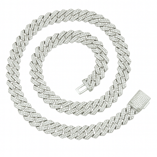 VVS1 Moissanite 14mm Two Rows Cuban Link Chain