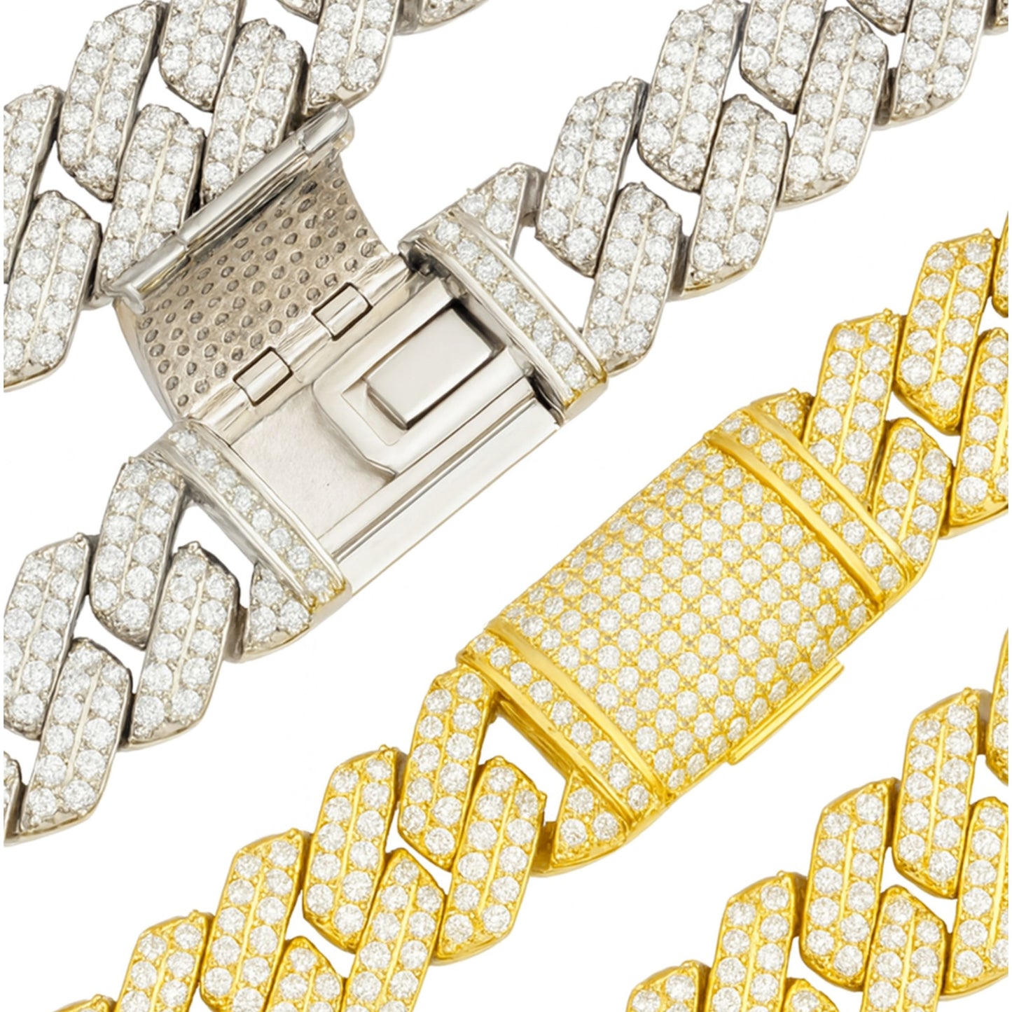 VVS1 Moissanite 14mm Two Rows Cuban Link Chain