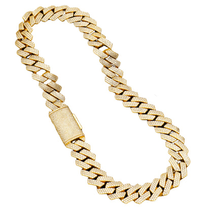 VVS1 Moissanite 18mm Three Rows Cuban Link Chain