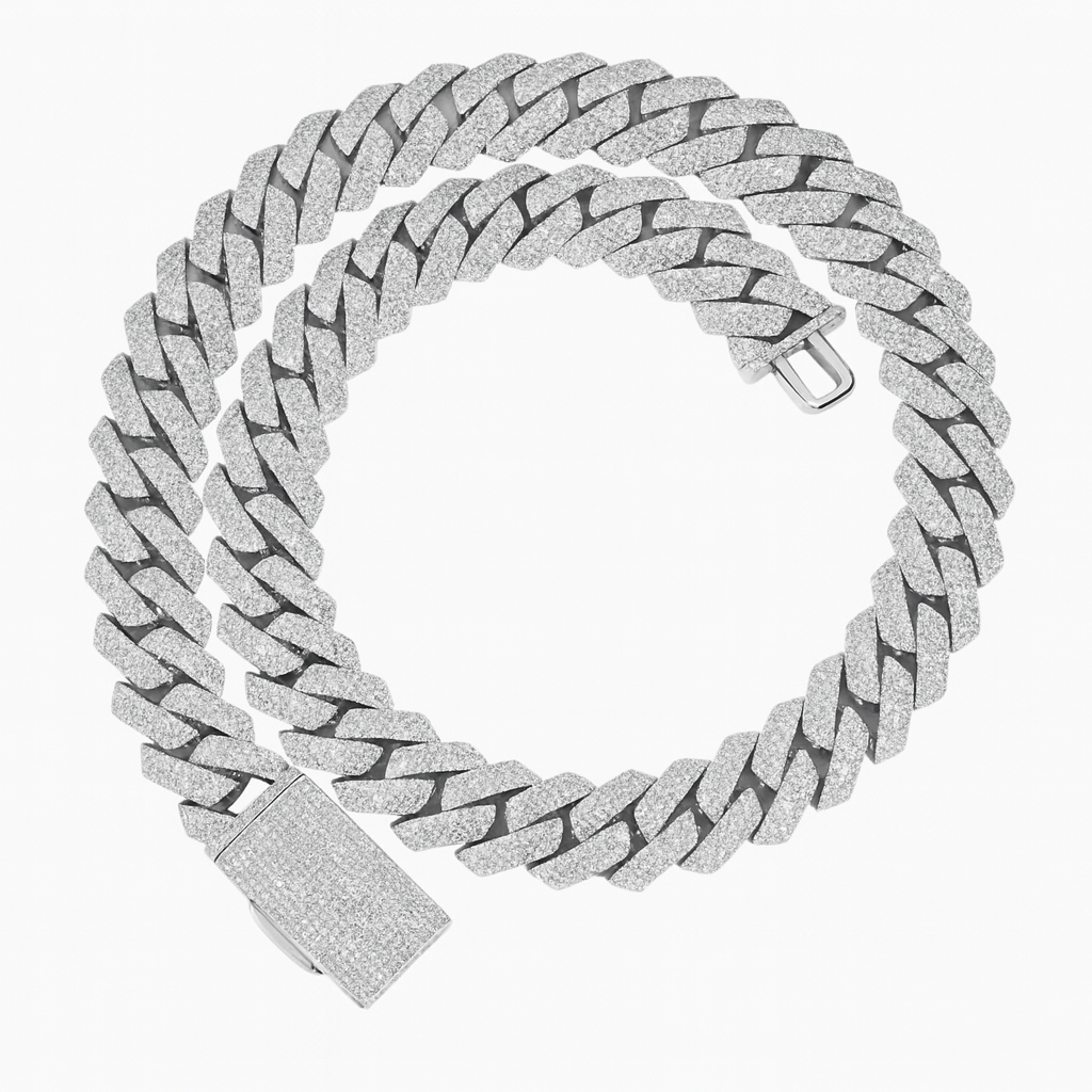 VVS1 Moissanite 20mm Three Rows Cuban Link Chain