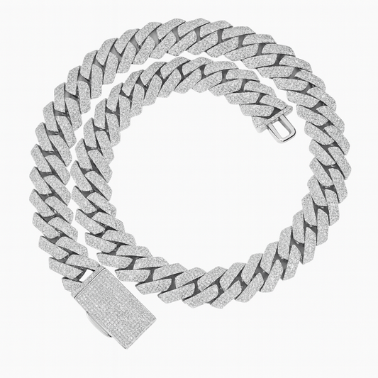 VVS1 Moissanite 20mm Three Rows Cuban Link Chain