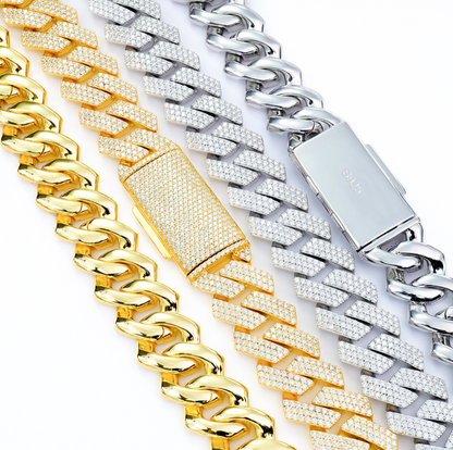 VVS1 Moissanite 20mm Three Rows Cuban Link Chain