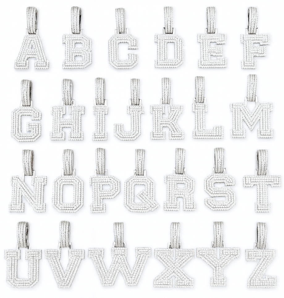 VVS1 Moissanite 23x18mm A-Z Letter Pendant