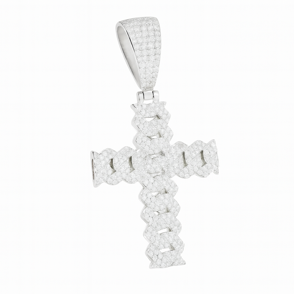 VVS1 Moissanite 40x30mm Cross Cuban Pendant