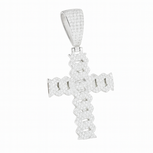 VVS1 Moissanite 40x30mm Cross Cuban Pendant