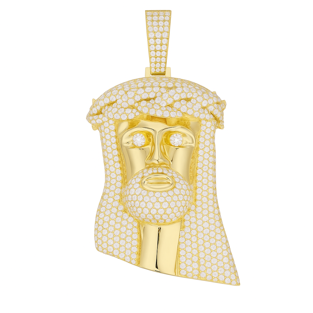 VVS1 Moissanite 42x28mm Jesus Head Pendant
