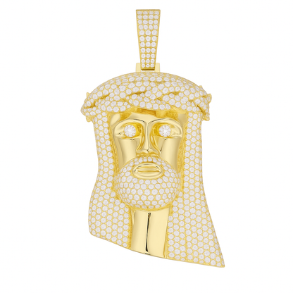 VVS1 Moissanite 42x28mm Jesus Head Pendant