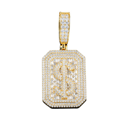 VVS1 Moissanite 46x20mm Dollar Sign Pendant