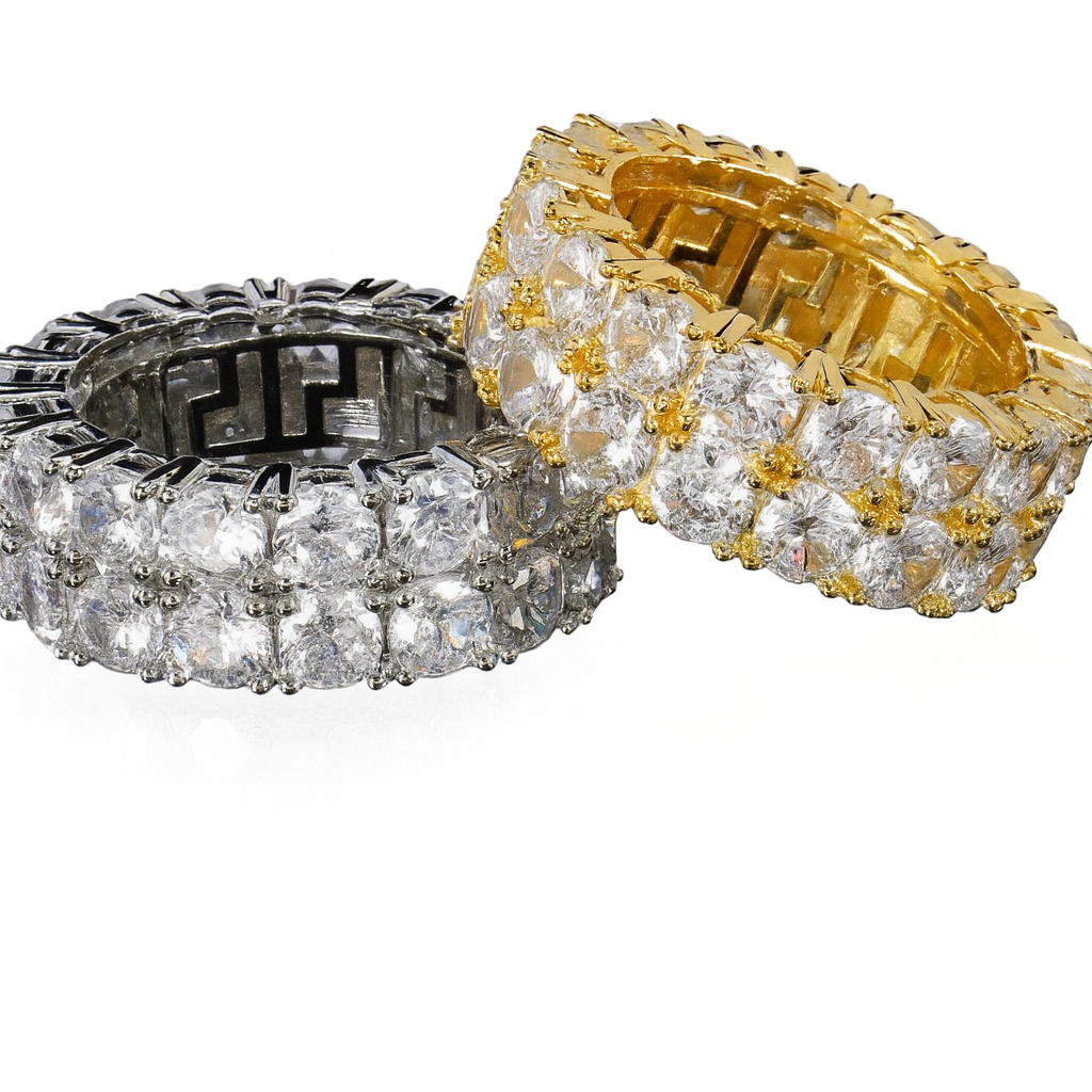 VVS1 Moissanite 5mm Two Rows Ring