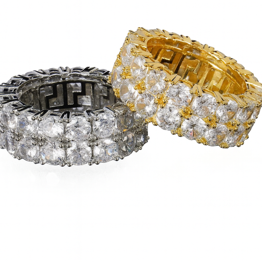 VVS1 Moissanite 5mm Two Rows Ring