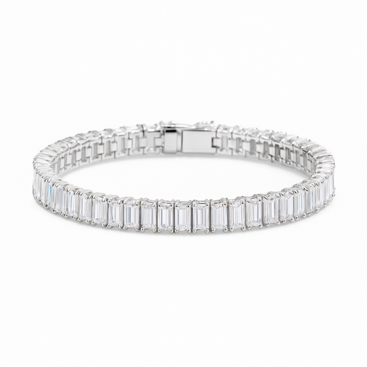VVS1 Moissanite 5mm × 3mm Baguette Emerald Cut Tennis Bracelet