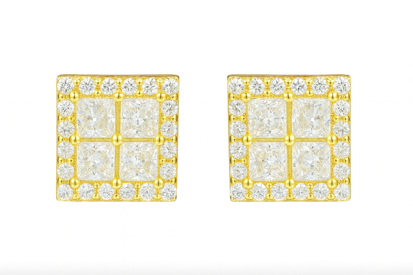 VVS1 Moissanite 6.5mm Square Stud Earrings