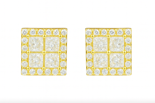 VVS1 Moissanite 6.5mm Square Stud Earrings