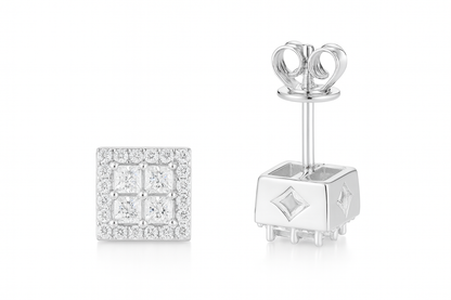 VVS1 Moissanite 6.5mm Square Stud Earrings