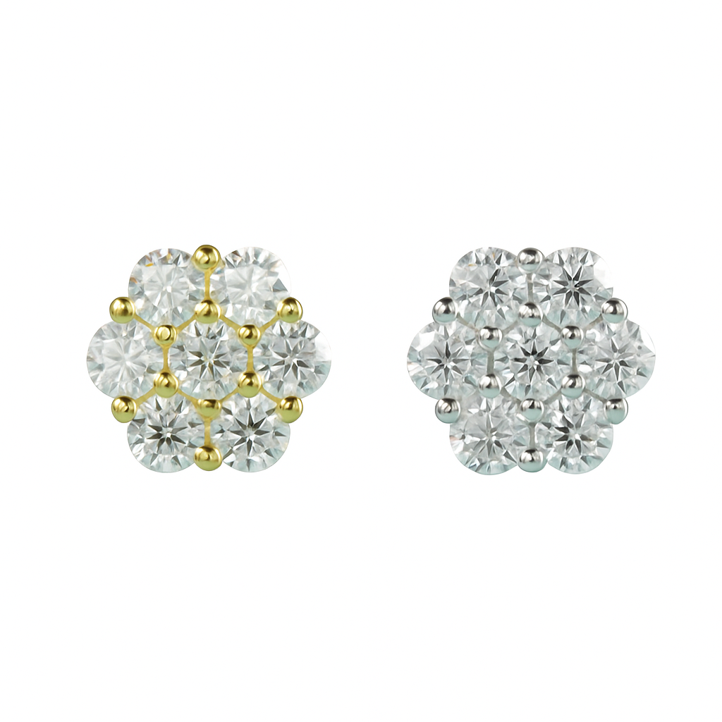 VVS1 Moissanite 8.8mm Rounded Stud Earrings