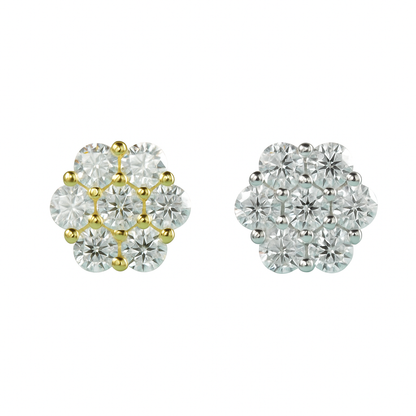 VVS1 Moissanite 8.8mm Rounded Stud Earrings